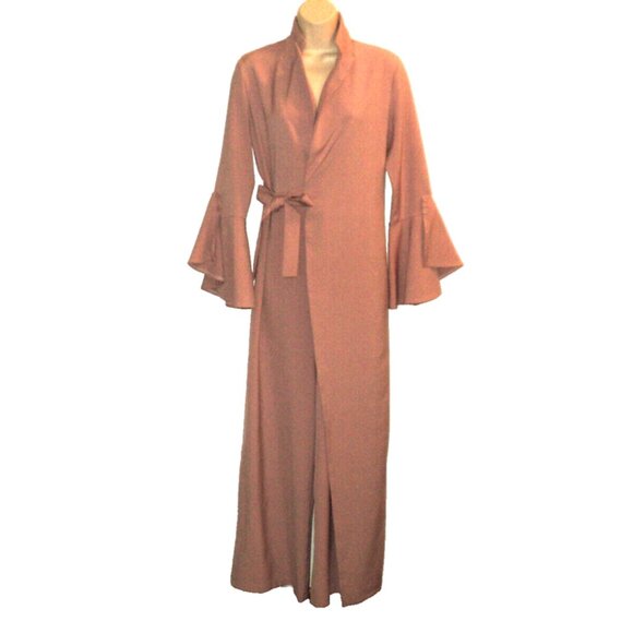 CBR Women's Size L Formal Jumpsuit Light Mauve Tie Belt Flare Sleeves Defect! - Picture 1 of 10